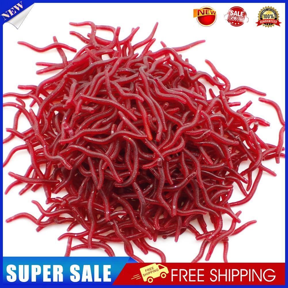 3.5cm Soft Red Worm Baits Earthworm Carp Fishing Lures Tackle Tool (200pcs)