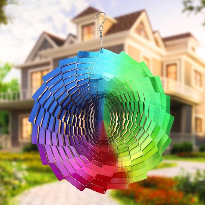 Stainless Steel Wind Spinner Colorful Wind Chime Hanging Ornament Pendant