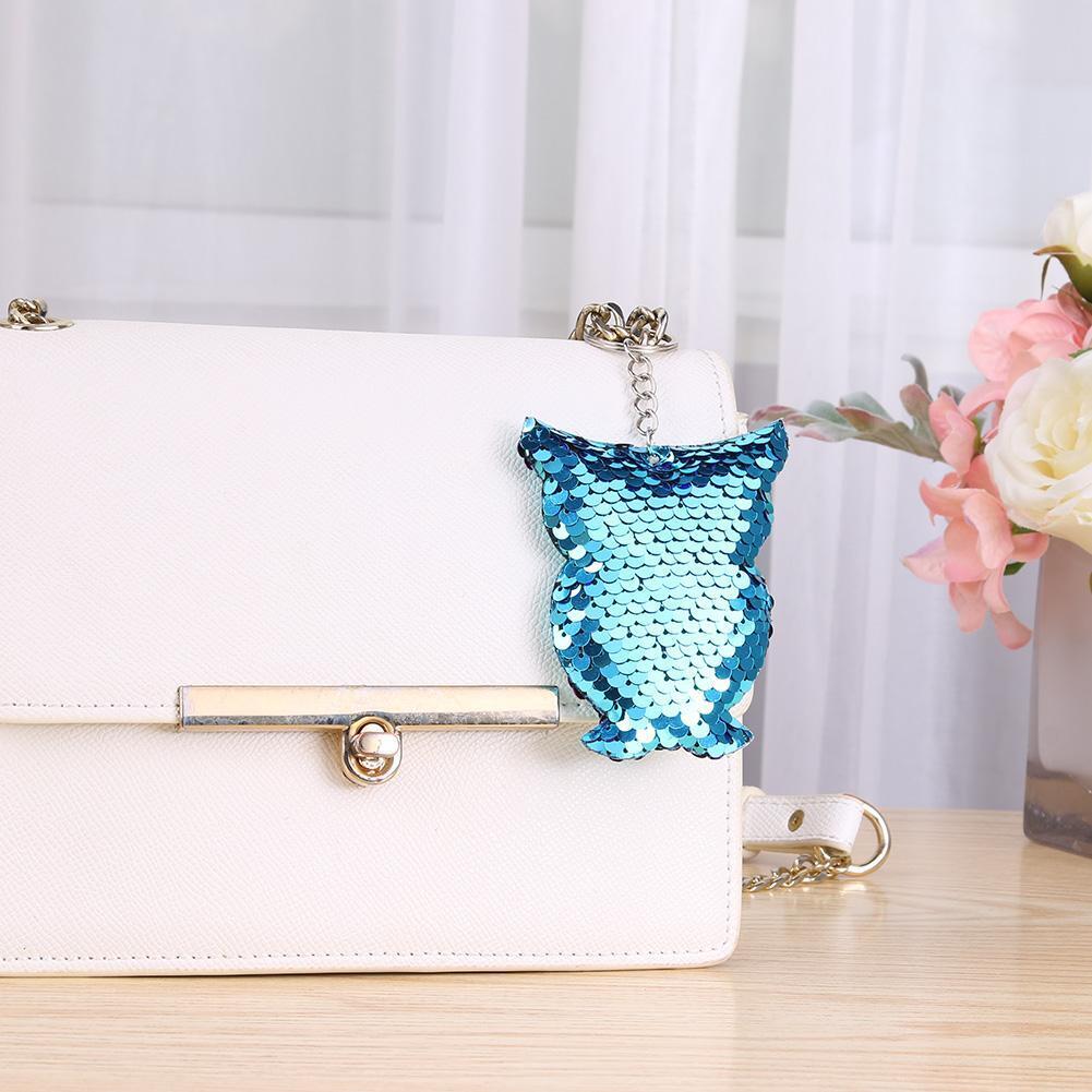 Glitter Sequins Bird Key Chain Girl Car Backpack Key Ring Jewelry (Blue)