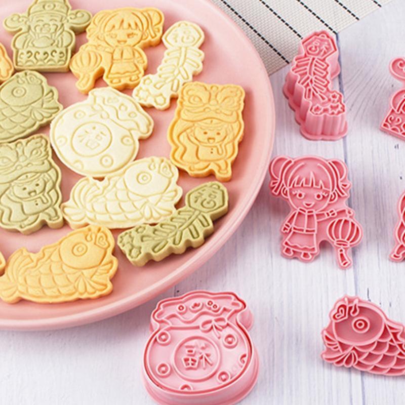 Set of 6 Spring Festival Style Cookie Cutters Set Cookie Dessert Biscuit Cutters