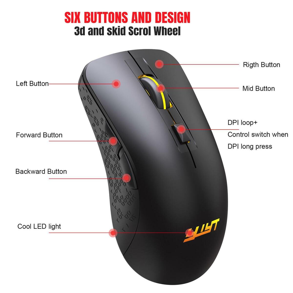 Dual Modes  Mouse  for Laptop PC 500mAh 2400DPI Black