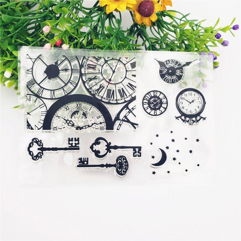 Clock Key Silicone Clear Seal Stamp DIY Scrapbooking Embossing Photo Album Paper
