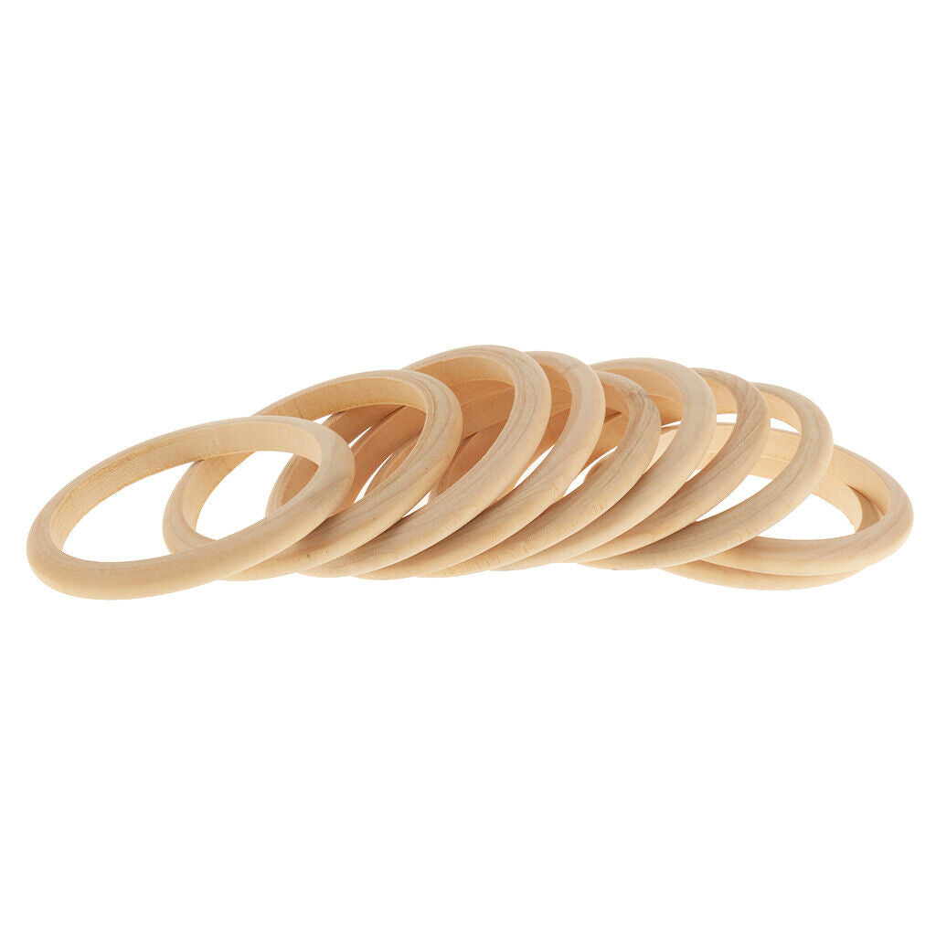 10Pcs Unfinished Solid Wooden Rings for Craft, Ring Pendant and Connectors