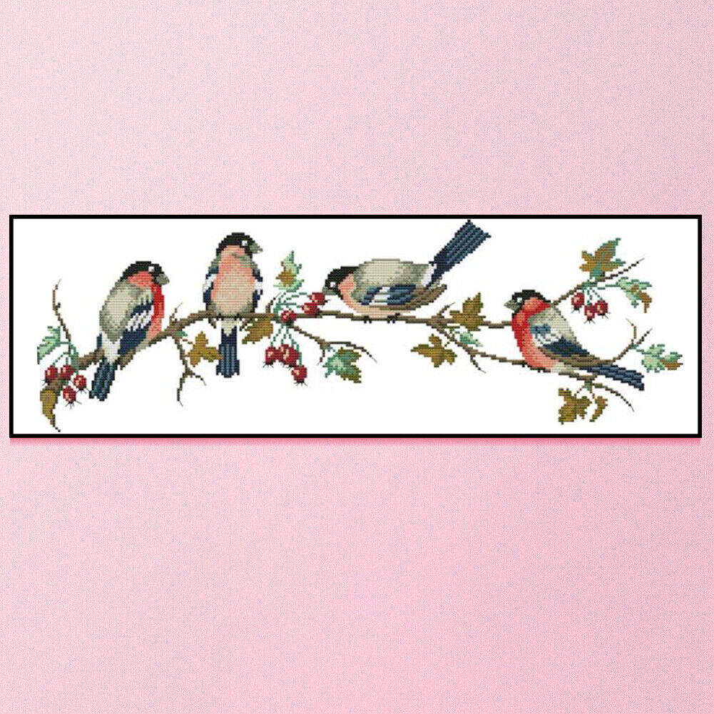 11CT Full Cross Stitch Bullfinch Stamped DIY Animal Printed Wall Art Crafts
