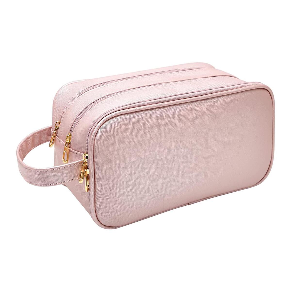 PU Leather Toiletry Bag Dorm Room Essentials 3 Zippered Pouch Vacation Gym