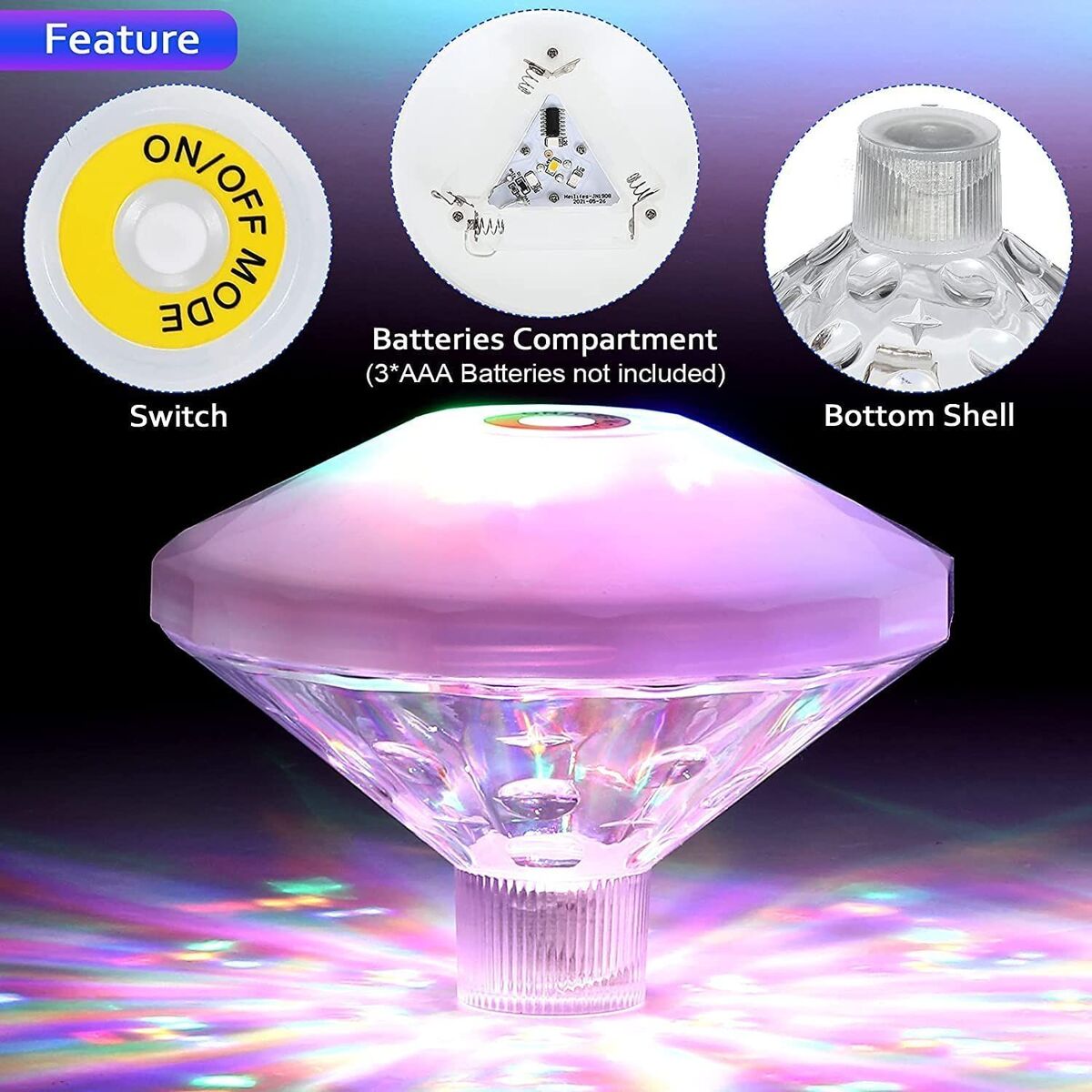 Floating Pool Lights LED Color Changing Diamond Shape Swimming Pool Lights
