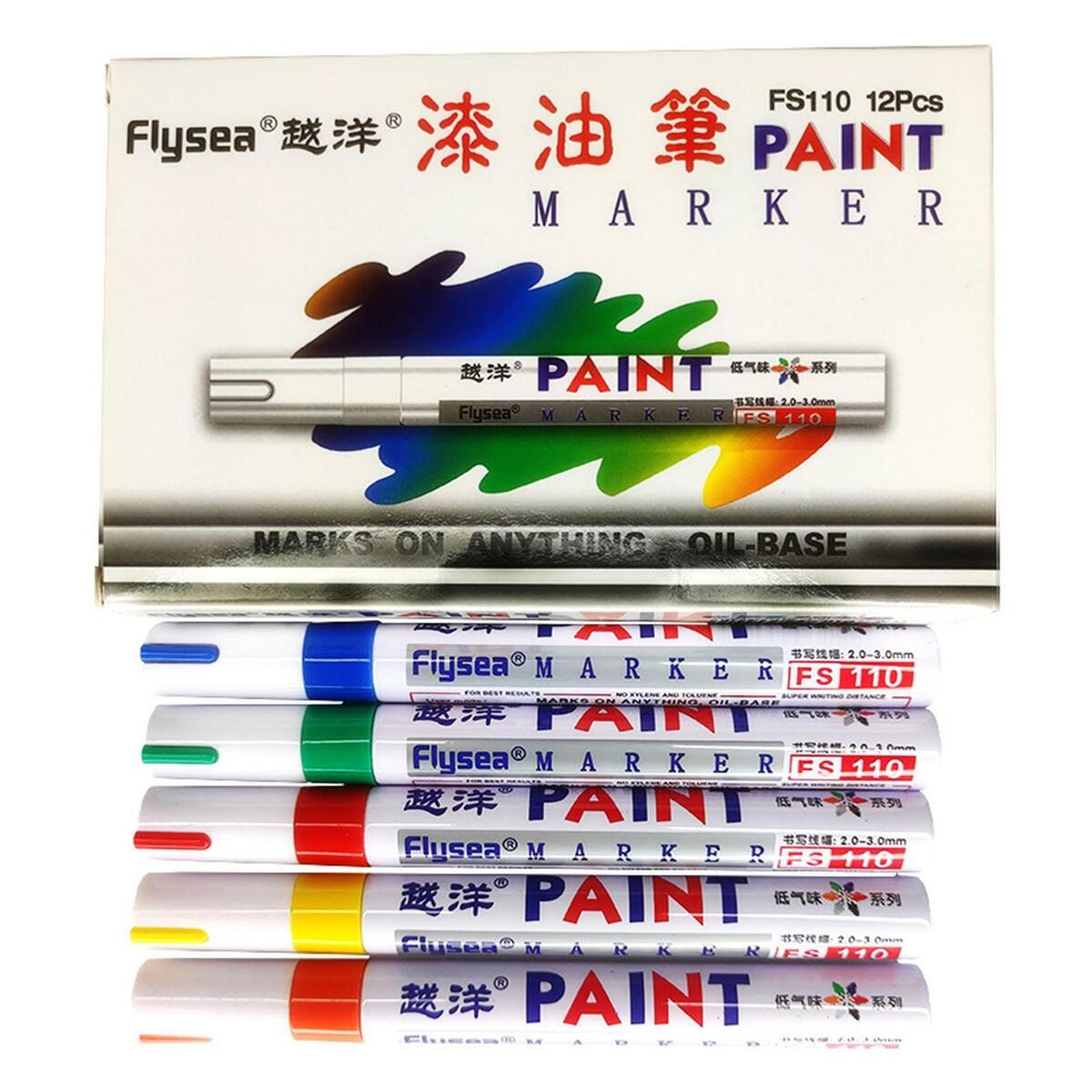 12x Permanent Paint Marker Pen   4.5mm Paint Markers Many Colours