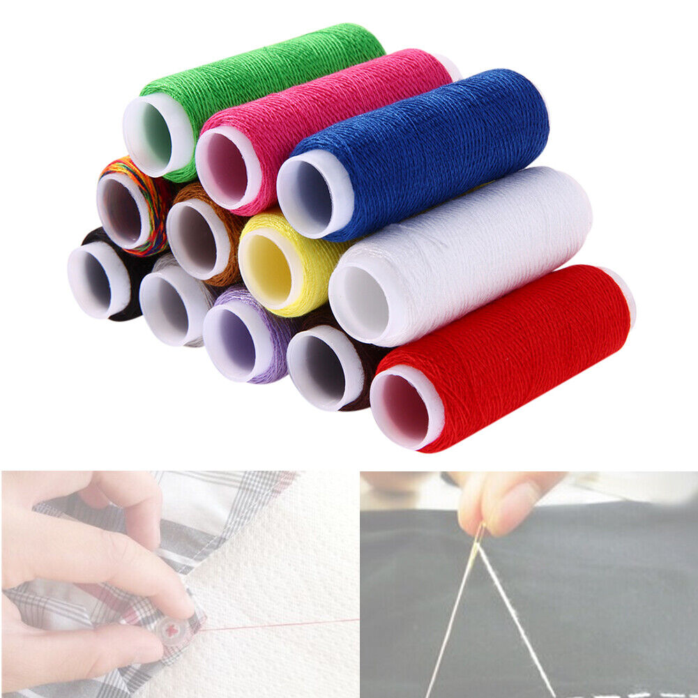 12pcs Spools Mixed Colors Polyester All Purpose Sewing Threads Cones Set