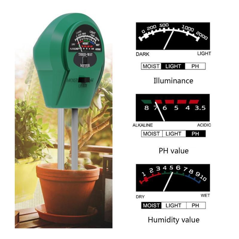 Soil Moisture Meter PH Detector Meter 3 in 1 Plants Light Meter Gagdet