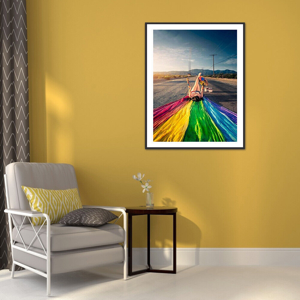 5D DIY Diamond Painting Rainbow Road Full Round Drill Home Living Room Art