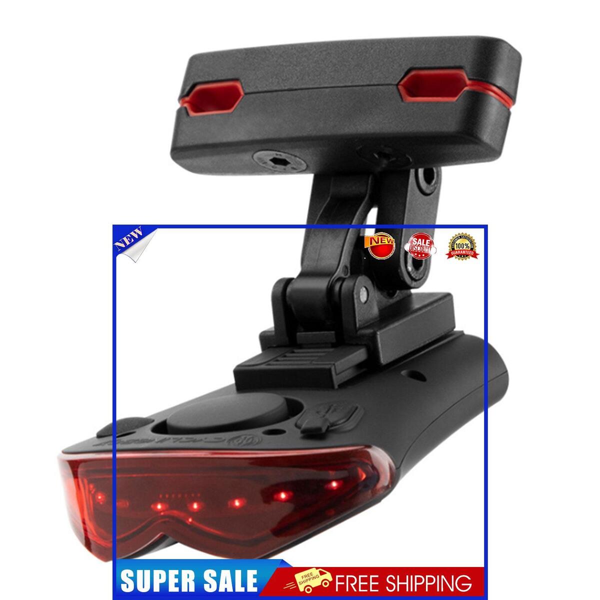 Bike Tail Light Wireless Remote Control Vibration Sensor Alarm Rear Lamp