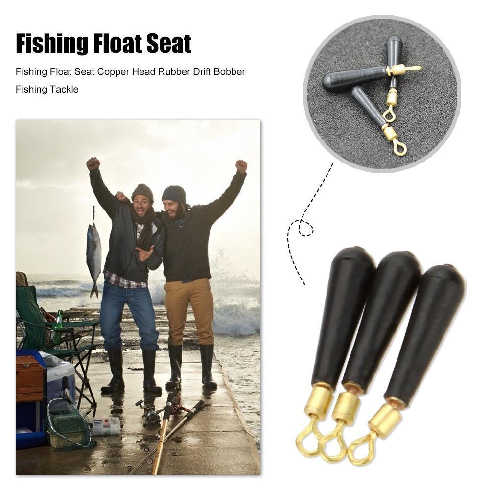 30pcs Fishing Float Seat Copper Head Rubber Drift Bobber Fishing Tackle (L)