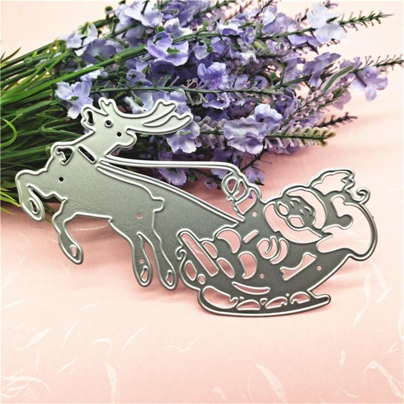 Christmas Santa Sleigh Elk Metal Cutting Dies Stencil DIY Embossing Template