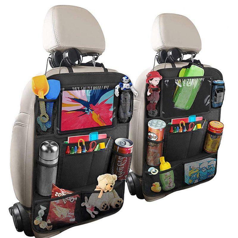 Rear seat storage bag rear seat protection pad with touch screen tablet stand