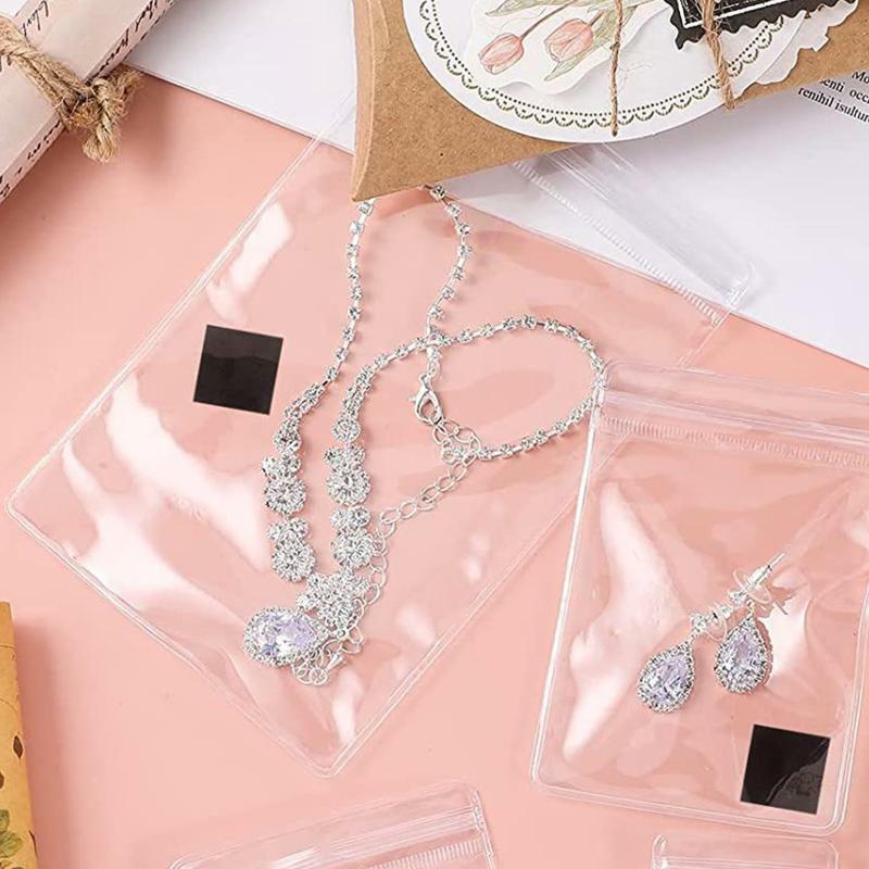 100Pcs Self Seal Jewelry Storage Bags Earring Pouches 20Pcs Antioxidant Sheet