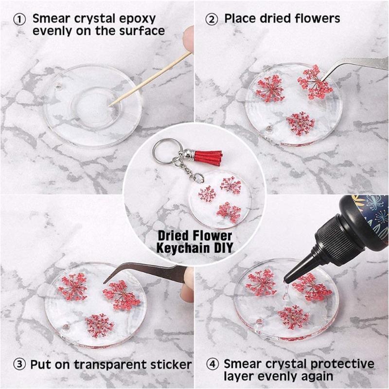 1 Set Colorful Tassel Pendants Acrylic Keychain Blanks Transparent Round Discs