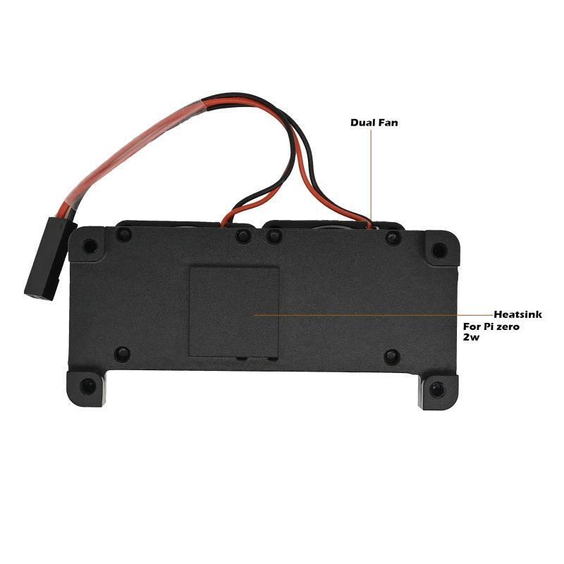 for Raspberry Pi Zero 2 W Armor Case Aluminum Alloy Passive Cooling Case 2 Fans