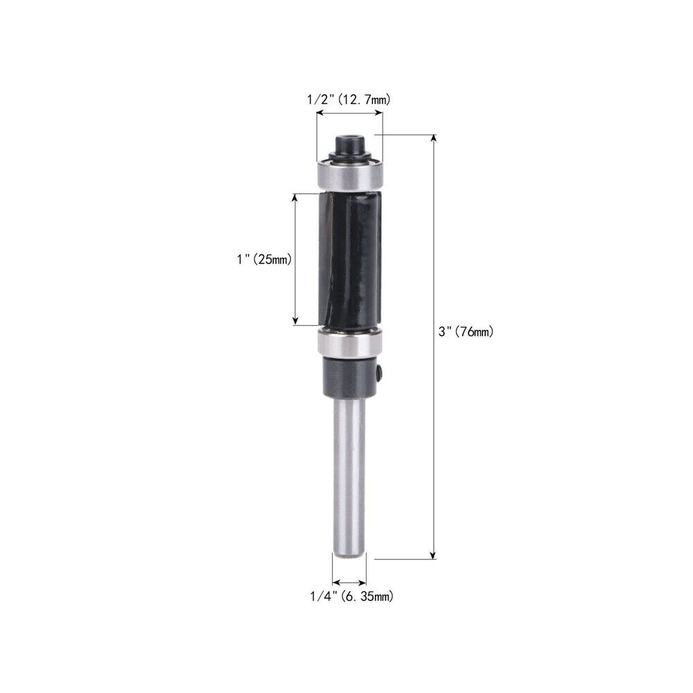 Woodworking Bearing Flush Pattern Trim Router Bit Milling Cutter Tool 1/4" Shank