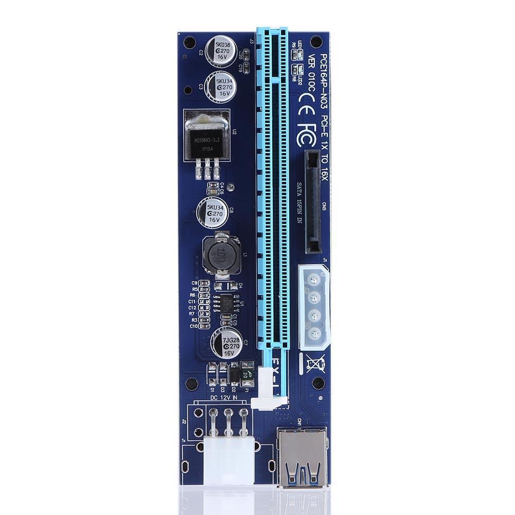 6 Pin PCI Express Riser Card 1x to 16x USB 3.0 Cable with Light for Miner