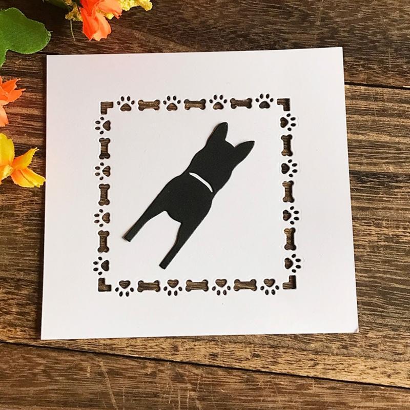 Square Dog Paw Bone Metal Cutting Dies Stencil Scrapbooking DIY Album Stamp Card