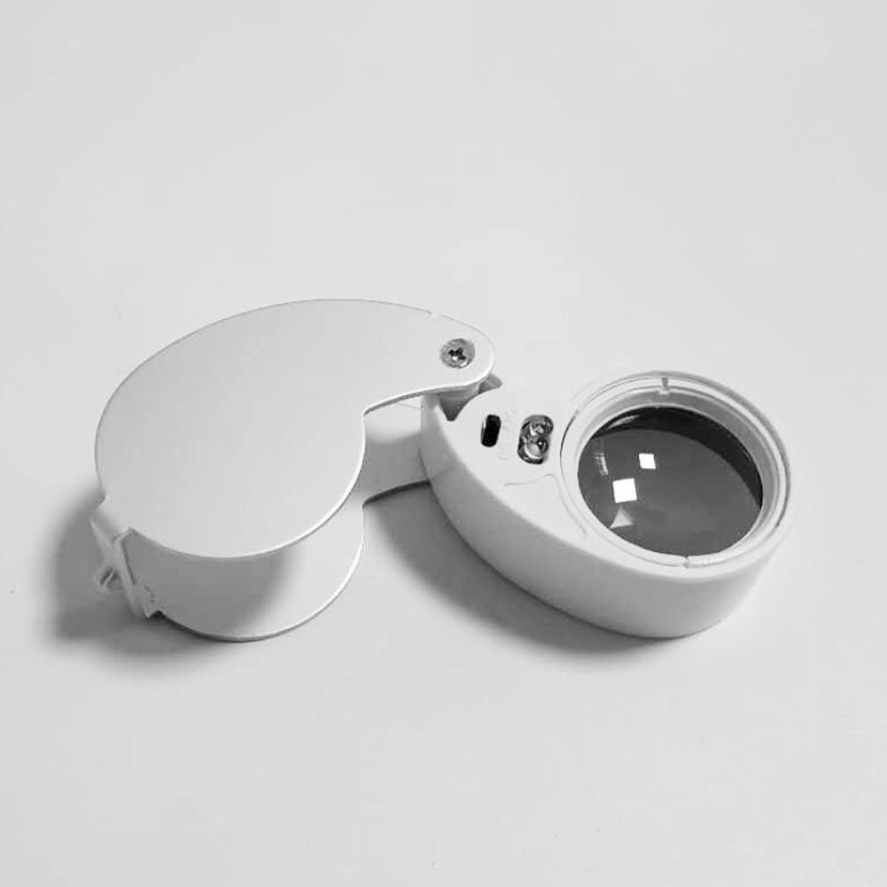40x 25mm Handheld Folding Jewelry Optical Glass Loupe Magnifier w/LED Light