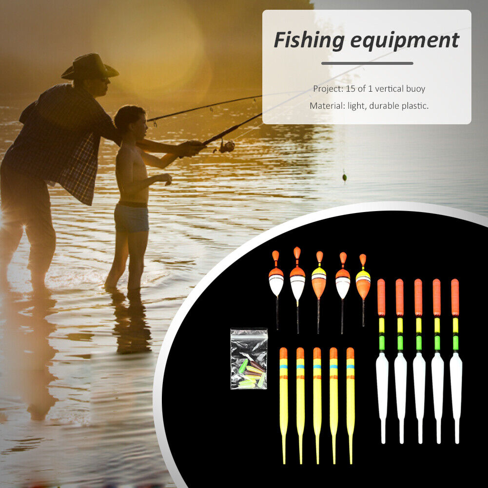 15pcs/Set Sea Fishing Floats Vertical Buoy Slip Bobber Rod Fishing Lures