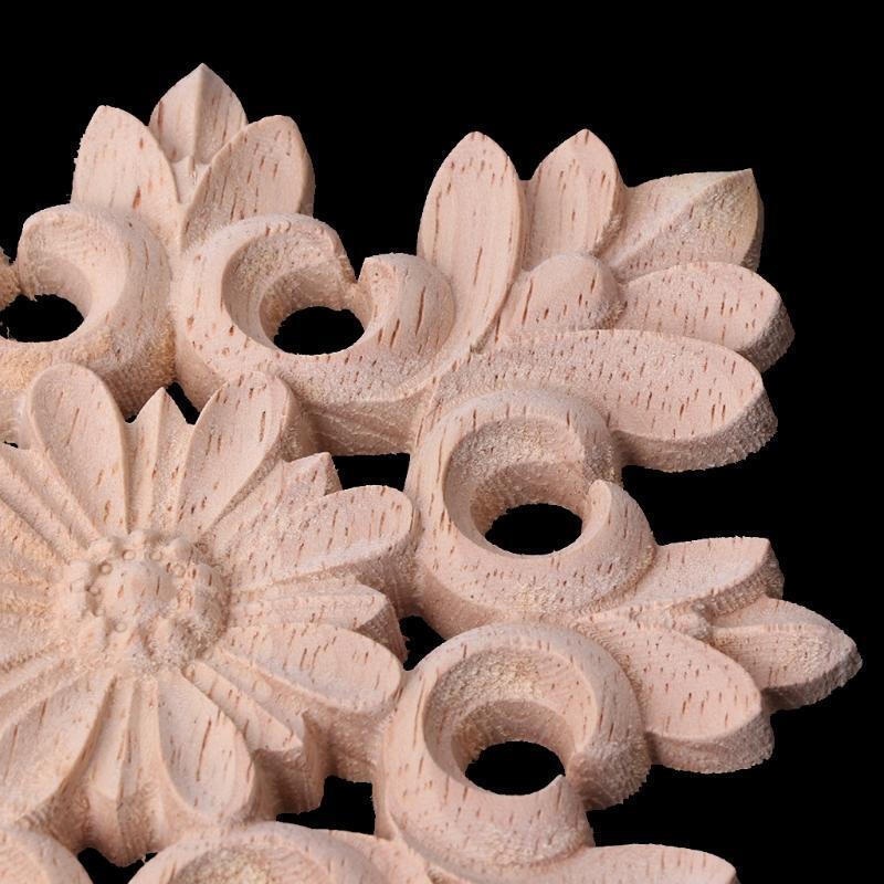 Exquisite Wood Carved Corner Onlay Applique Frame Furniture Unpainted Home Decor