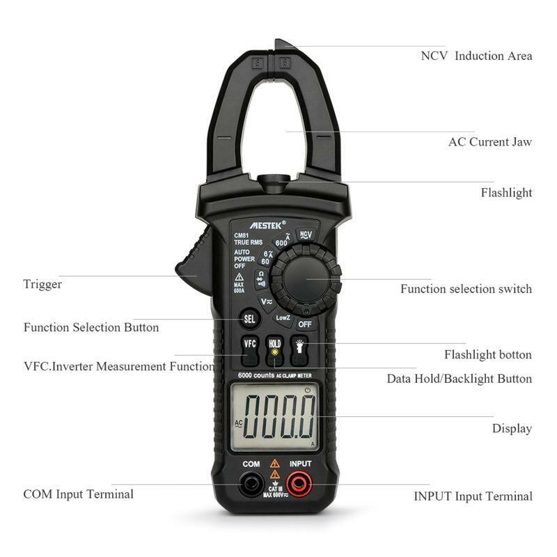 Digital Clamp Meter Multimeter AC Current & AC/DC Voltage Tester Amp Volt Ohm
