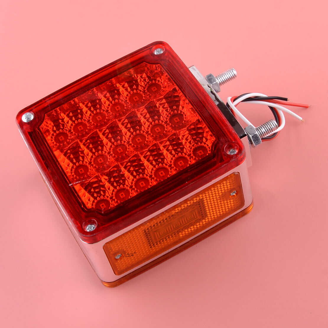 1x Square Dual Face Marker Turn Signal Light LED Fender Pedestal Lamp Universal