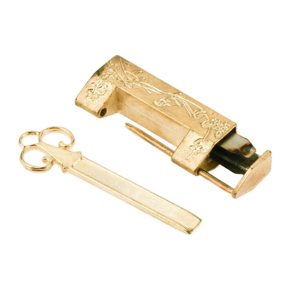 Carve Flower Bird Cabinet Jewelry Box Suitcase Padlock 42*10*18mm & Key Hardware