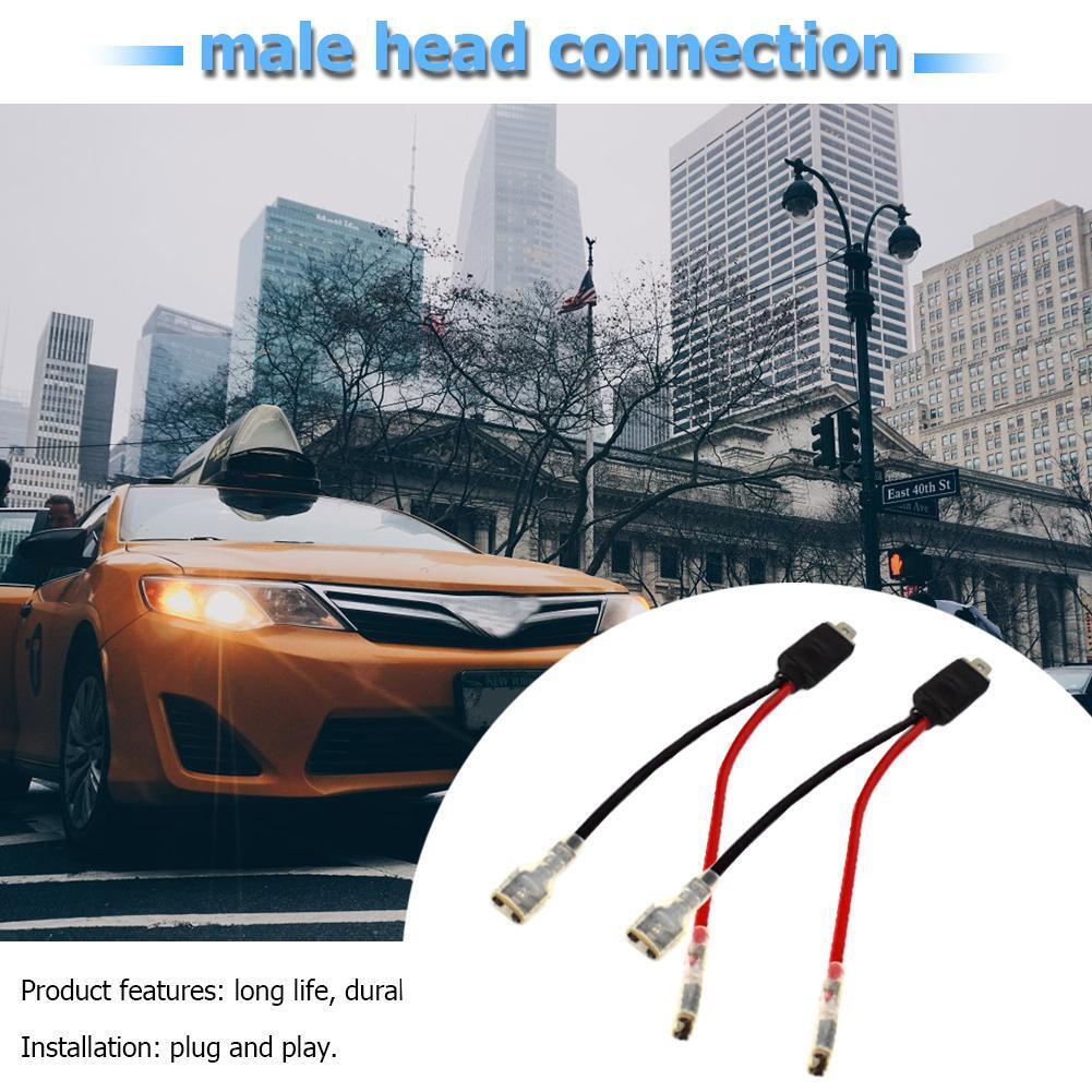 2x H1 LED Headlight Wiring Harness Male Plug Single Diode Converter Cables 