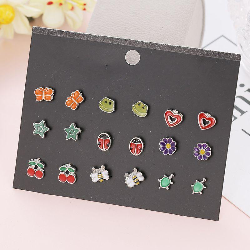 Mixed Heart Star Earrings 30-Pair Stainless Steel Umbrella Stud Earrings Jewelry