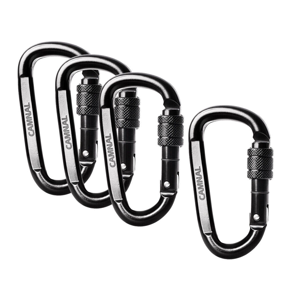 4 Pieces 30KN  Carbon Steel Screw  Outdoor Climbing Carabiner