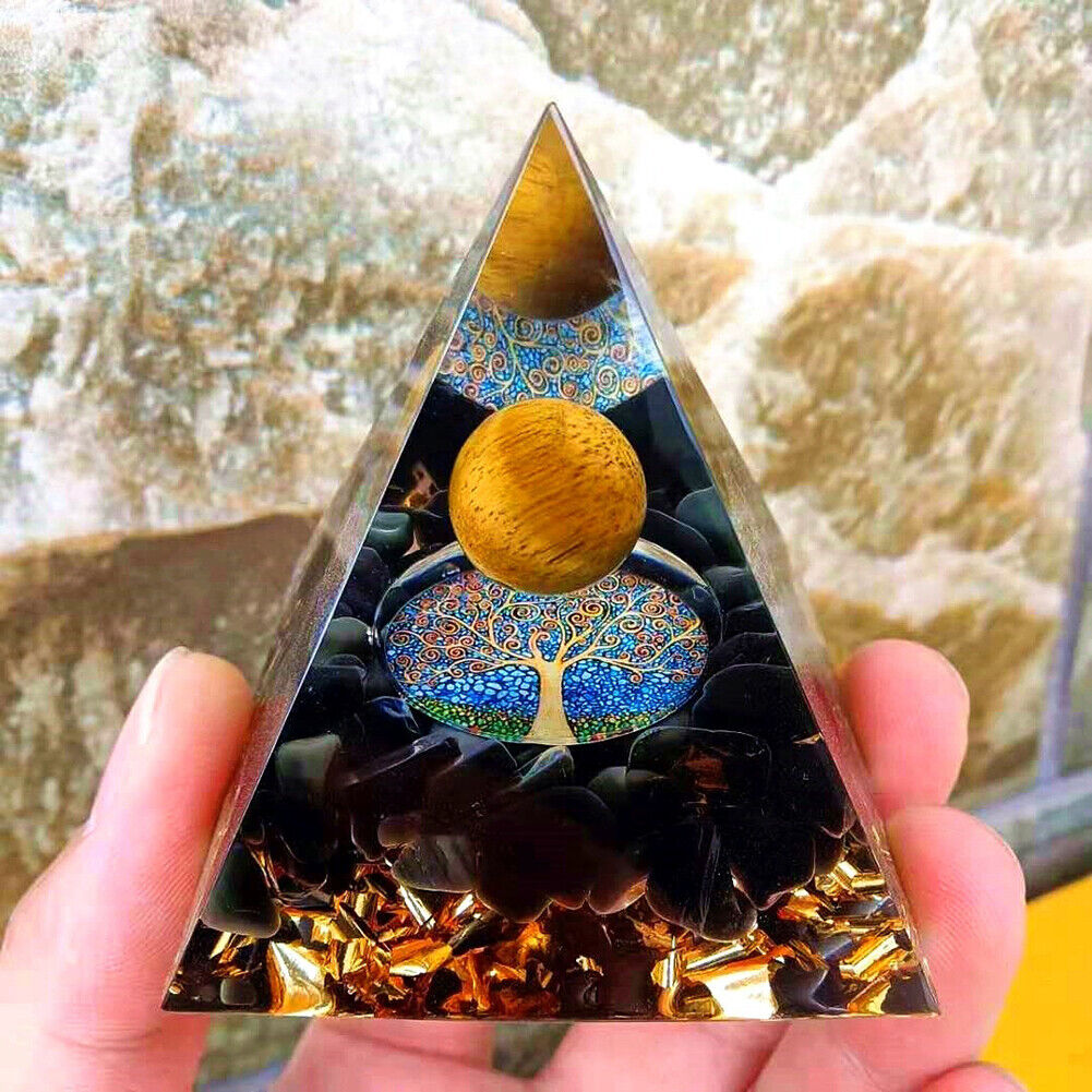 Pyramid Ogan Crystal Energy Tower Nature Reiki Chakra Crushed Stone (B)