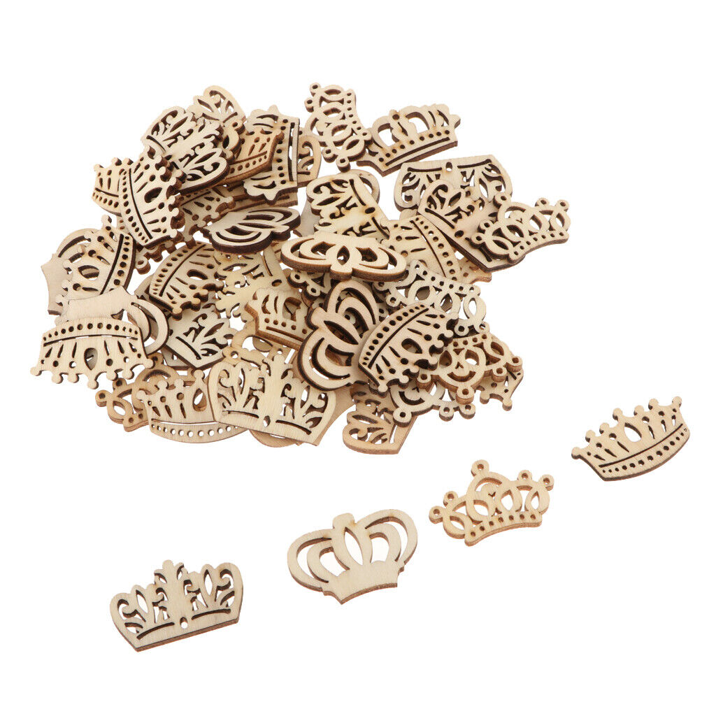 50 Pieces Unfinished  Hollow Crown Shape en Plaque Embellishments