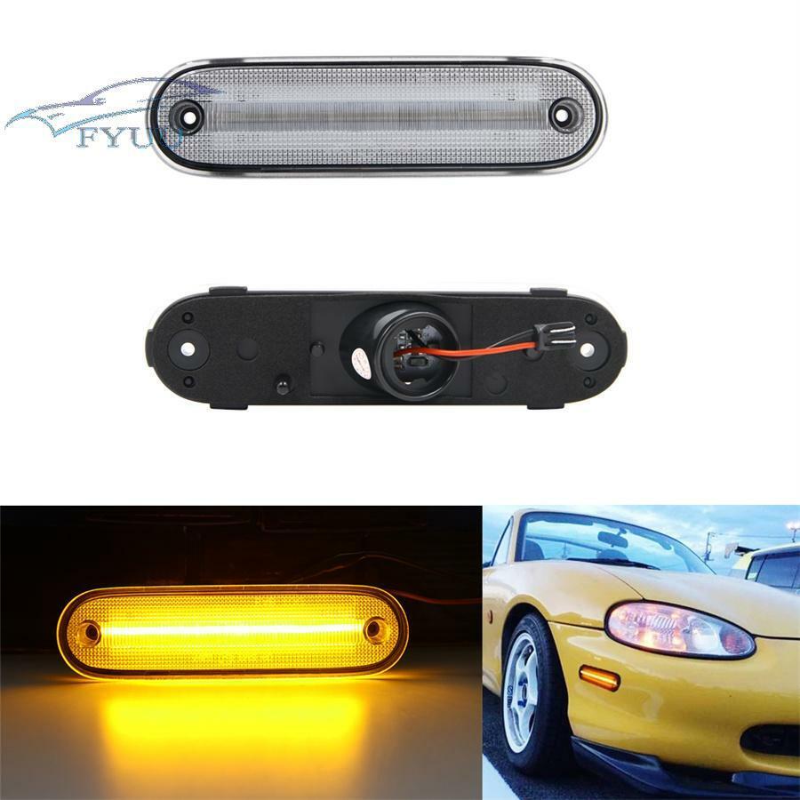 2 Pcs LED Side Marker Light Front Bumper Lamp Fit For Mazda MX-5 Miata 1990-2005