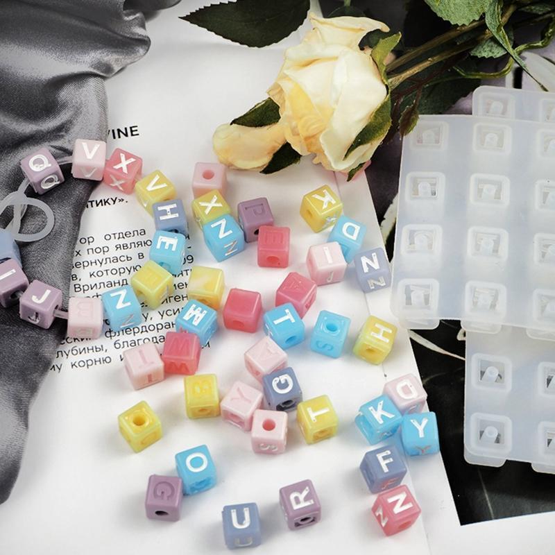 Square Letter Beads for Jewelry Making Alphabet Beads Bracelets Kit for DIY
