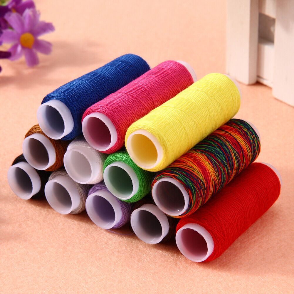 12pcs Spools Mixed Colors Polyester All Purpose Sewing Threads Cones Set