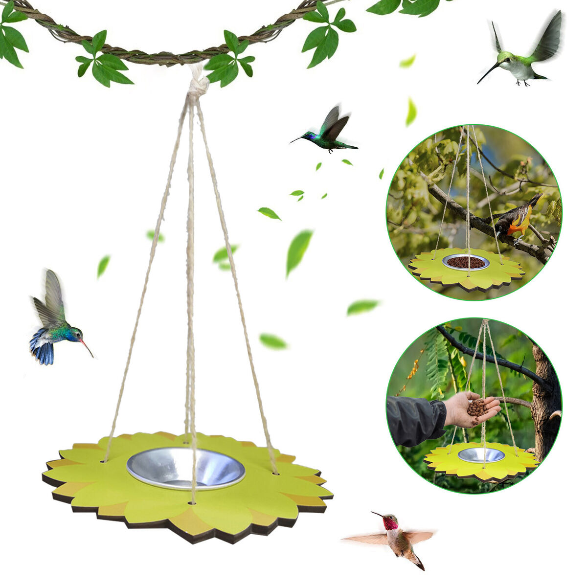 Bird Feeders for Outside - Hanging Platform Bird Feeder Seed Tray Plate