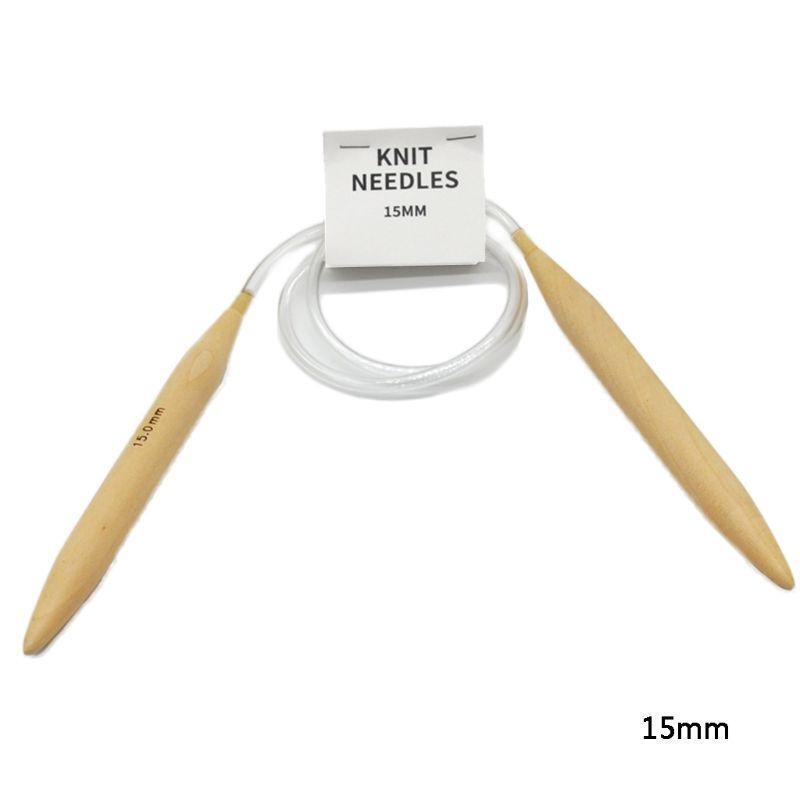 3pcs 15/20/25mm Circular Wood Knitting Needles Plastic Tube Sweater Crochet Hook
