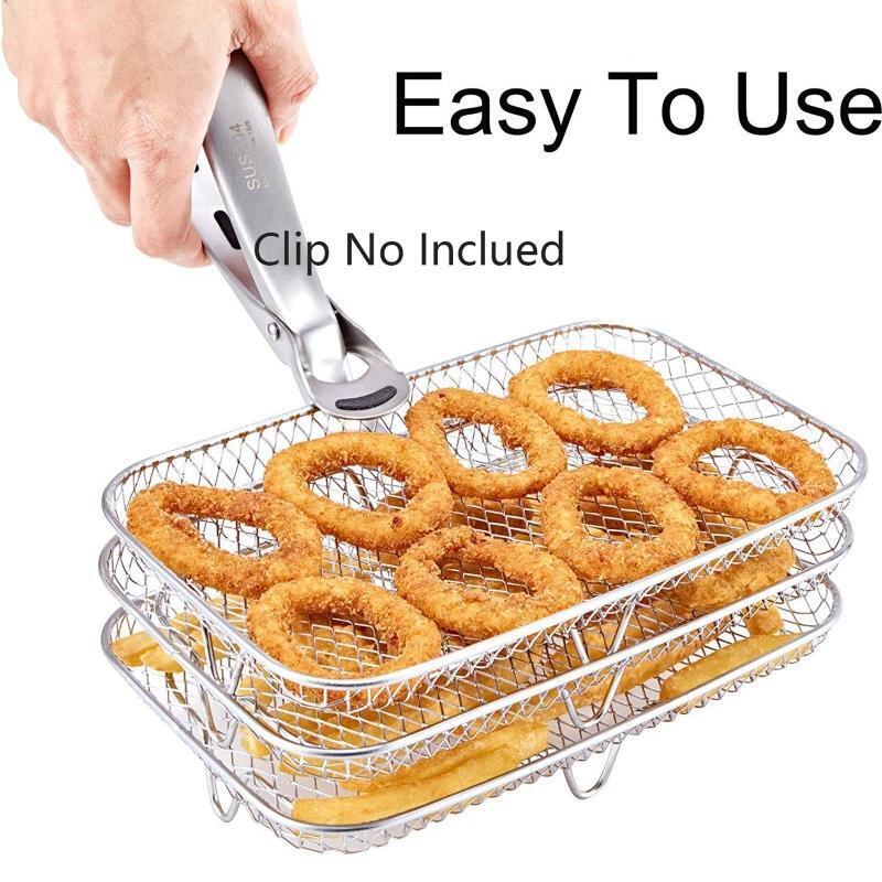 Stainless Steel Air Fryer Rack Versatile Grilling Holder 3 Layer Stand Outdoor