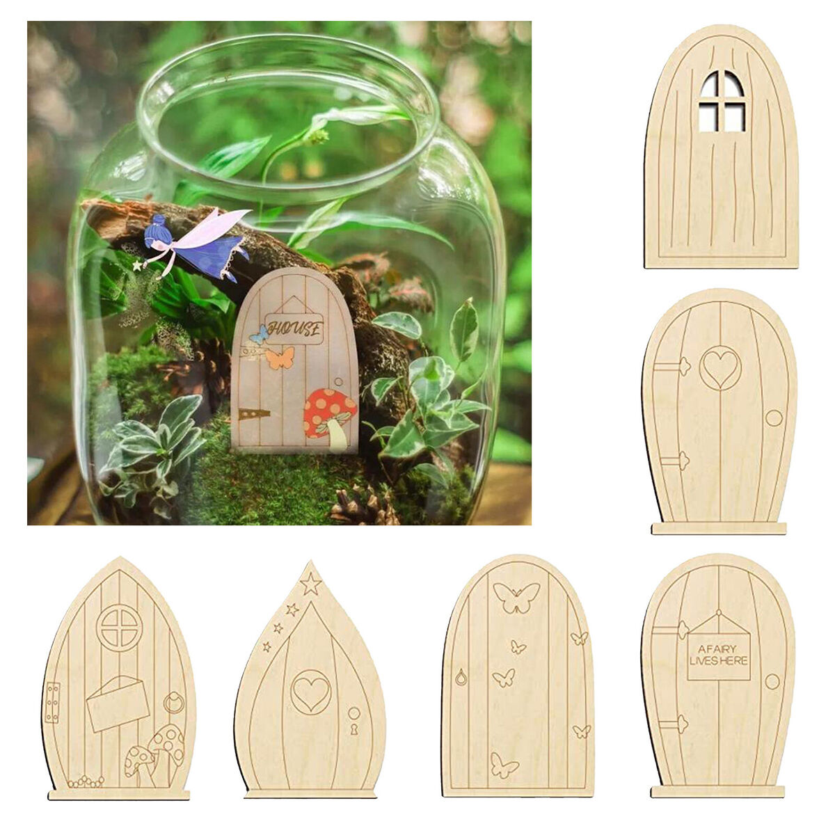 6pcs  Doors Craft Kit Blank Unfinished  and outdoor Ornament