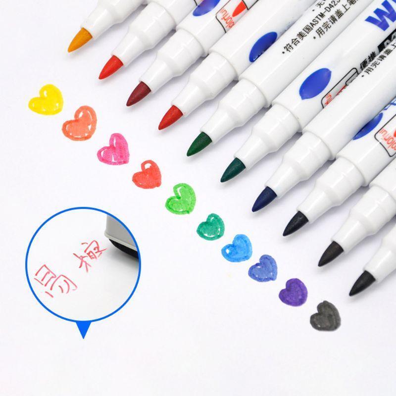 10 Colors Erasable Whiteboard Marker Pen Non Toxic Sign Fine Nib Office School