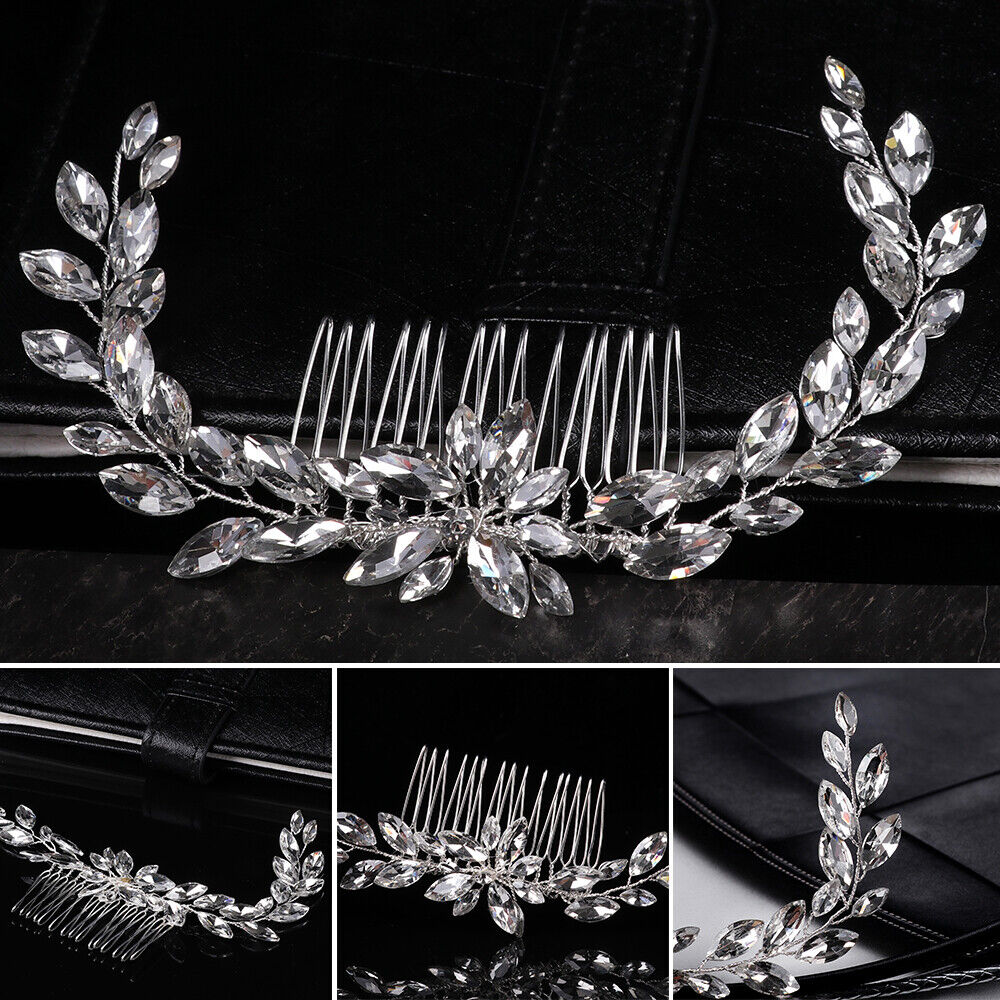 Crown Hair Combs Leaf Crystal Tiara Bridal Hair Ornaments Flower Hair Pin