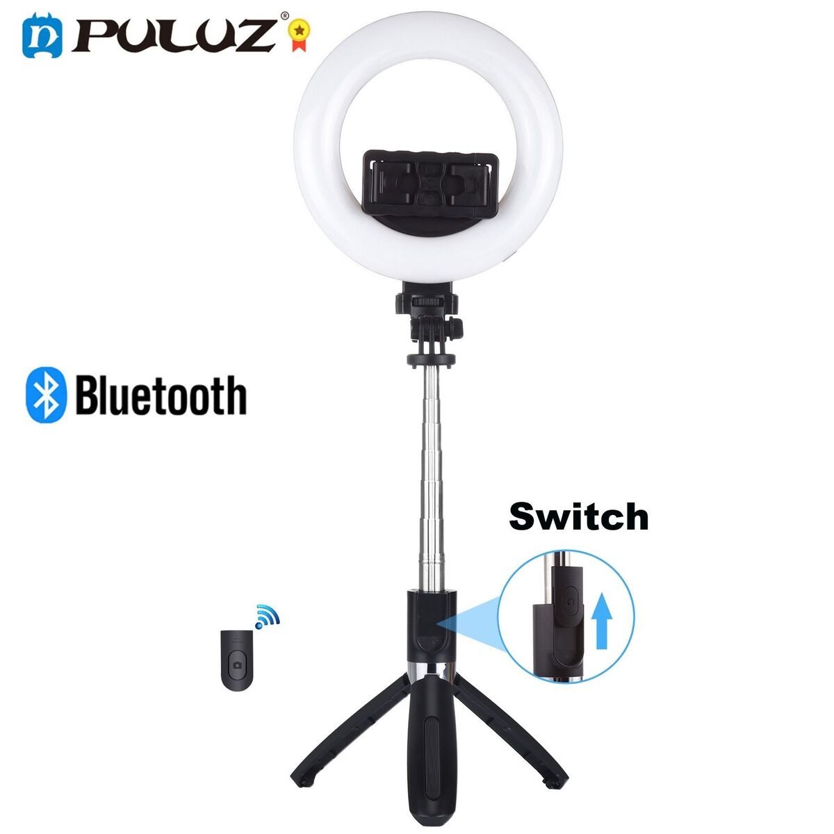 Bluetooth Video Selfie Stick LED Ring Light Filling Lamp For Tiktok Youtube