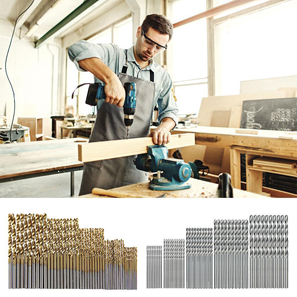 100pcs HSS Twist Drill Woodworking High Speed Steel Drill Bit Set Tools