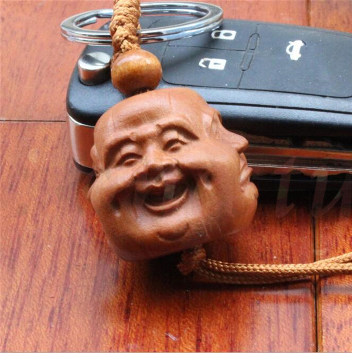 Four Sided Jujube Tree keyring Buddha Head Statue of Pleasure Anger Sorrow Joy