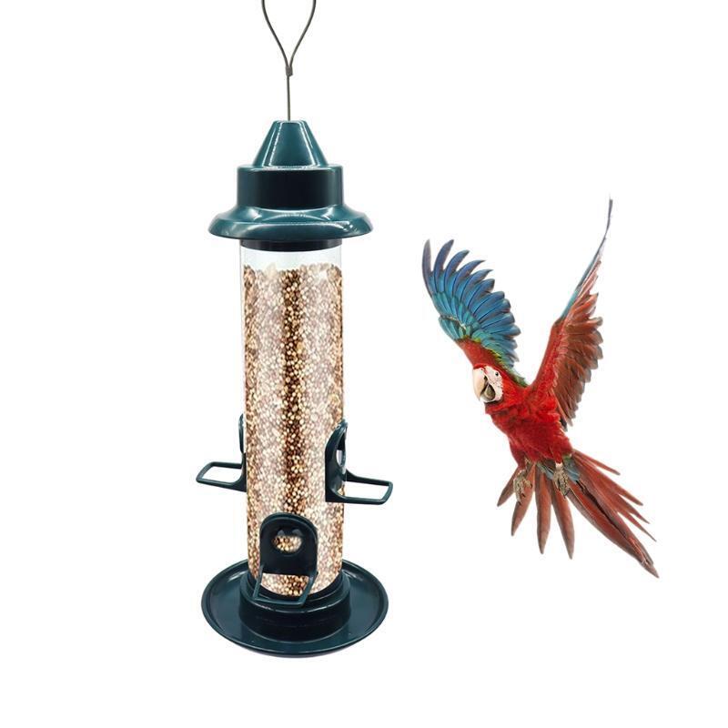 Plastic Bird Feeder Clear Tube with Steel Hanger Great for Attracting Birds