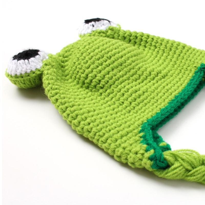 Fun Frog Eyes Baby Costume Hats Christmas Gift Warm Soft Crochet Bucket Hat
