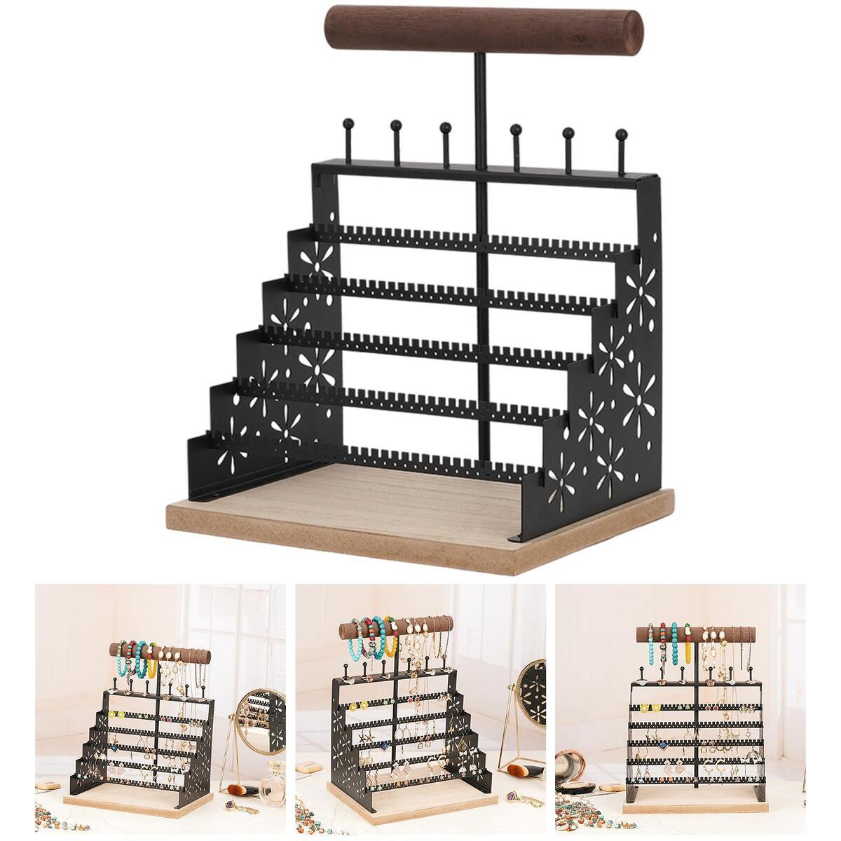 Earring Bracelet Hanging Jewelry Organizer Stand Rack -Black